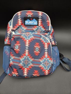 Kavu Aztec Print Backpack in Navy, Red & Teal